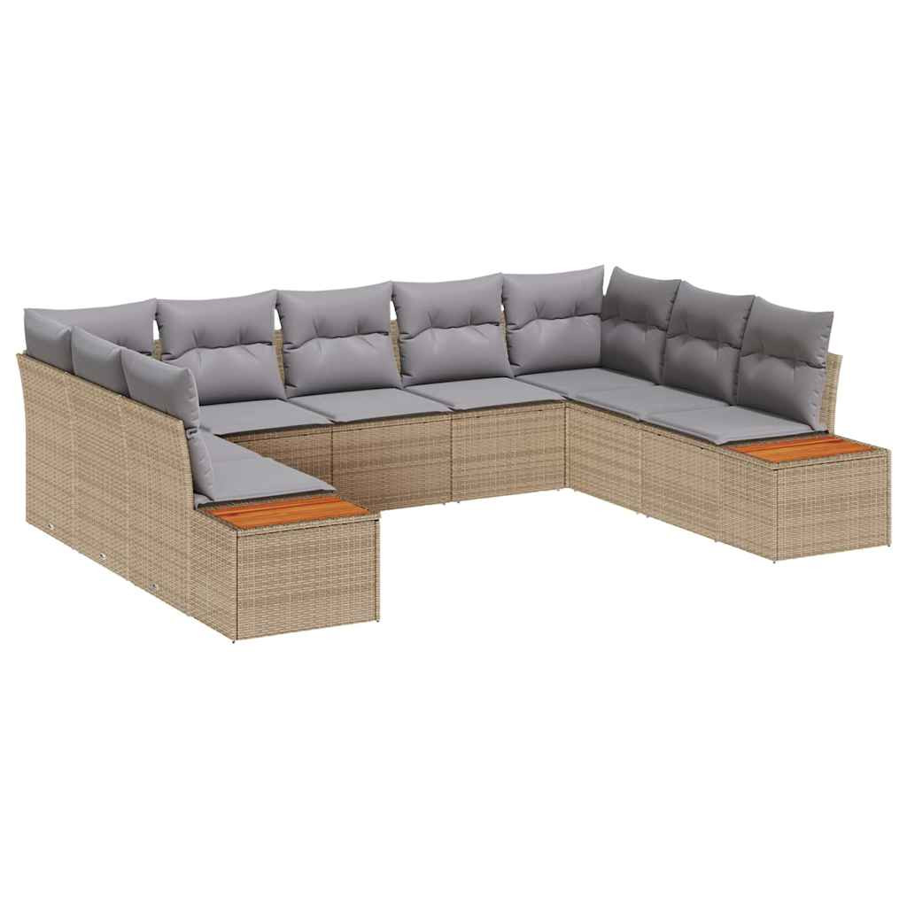 Kerti Kanapé Szett 5 pcs Beige és Világosszürke Polyrattan