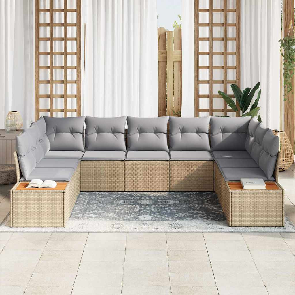 Kerti Kanapé Szett 5 pcs Beige és Világosszürke Polyrattan