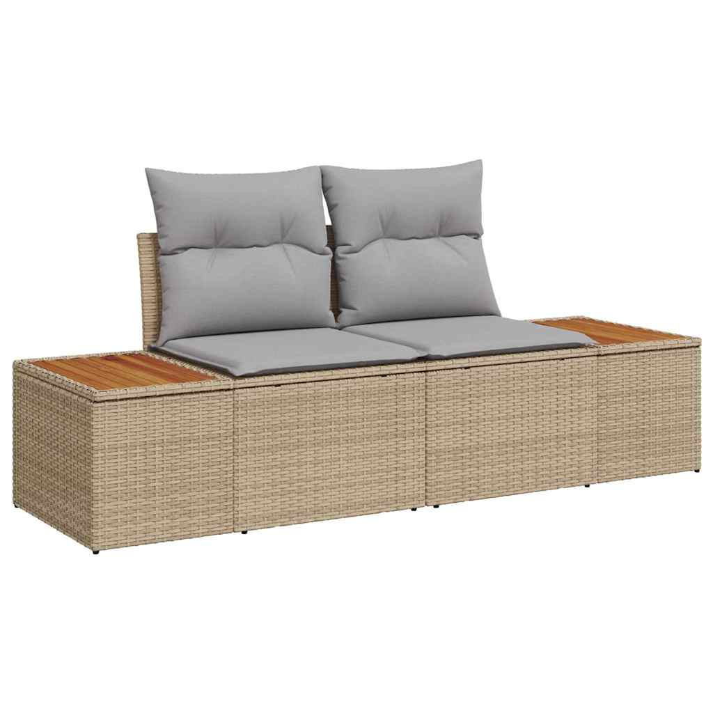 Kerti Kanapé Szett 5 pcs Beige és Világosszürke Polyrattan
