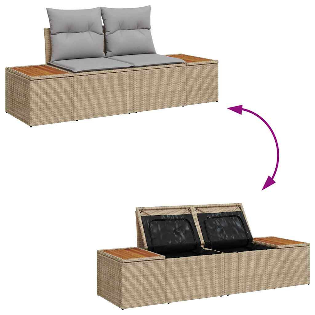 Kerti Kanapé Szett 5 pcs Beige és Világosszürke Polyrattan