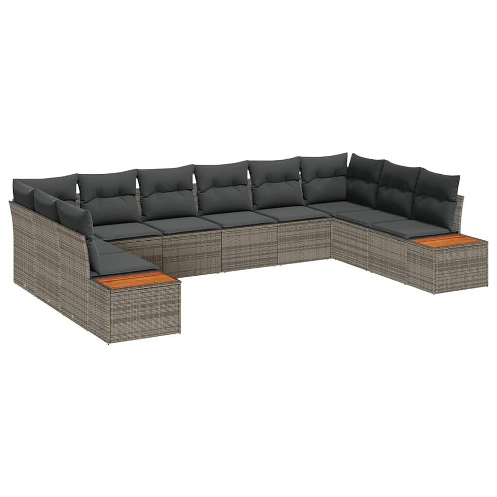 Kerti Kanapé Szett párnával tárolóval 10 pcs Szürke Polyrattan Kerti Kanapé Szett párnával tárolóval 10 pcs Szürke Polyrattan