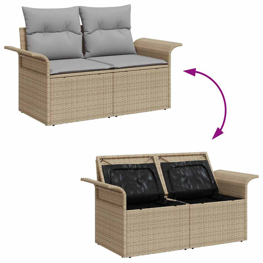 Kerti Kanapé Szett párnával tárolóval 5 pcs Bézs Poly Rattan
