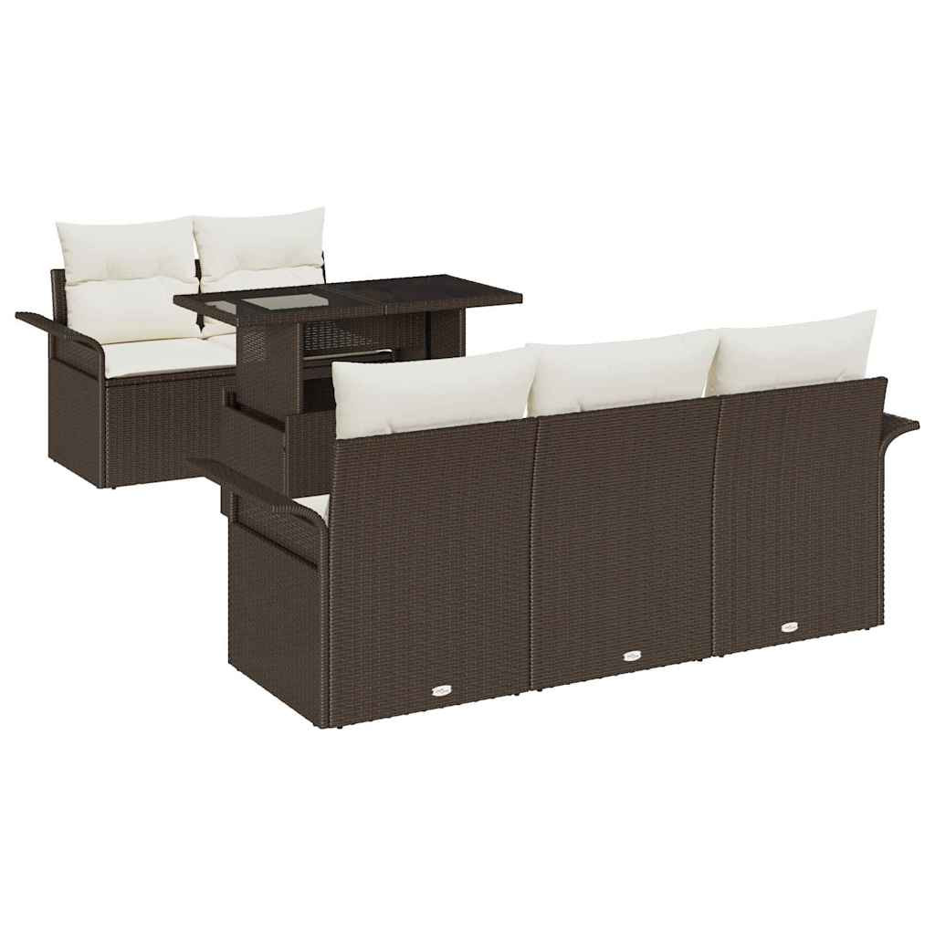 Kerti Kanapé Szett párnával tárolóval 6 pcs Barna Poly Rattan
