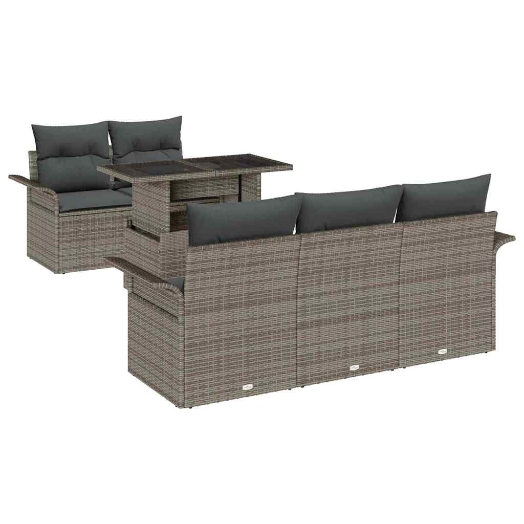 Kerti Kanapé Szett párnával tárolóval 6 pcs Szürke Poly Rattan