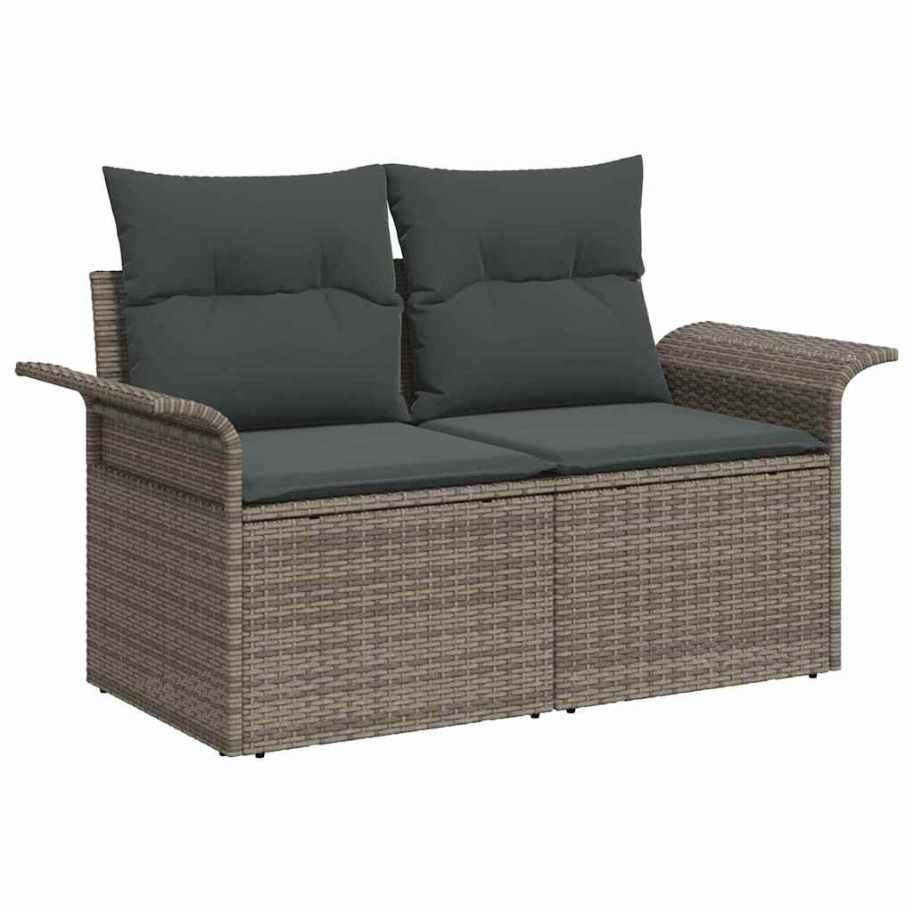 Kerti Kanapé Szett párnával tárolóval 7 pcs Szürke Poly Rattan