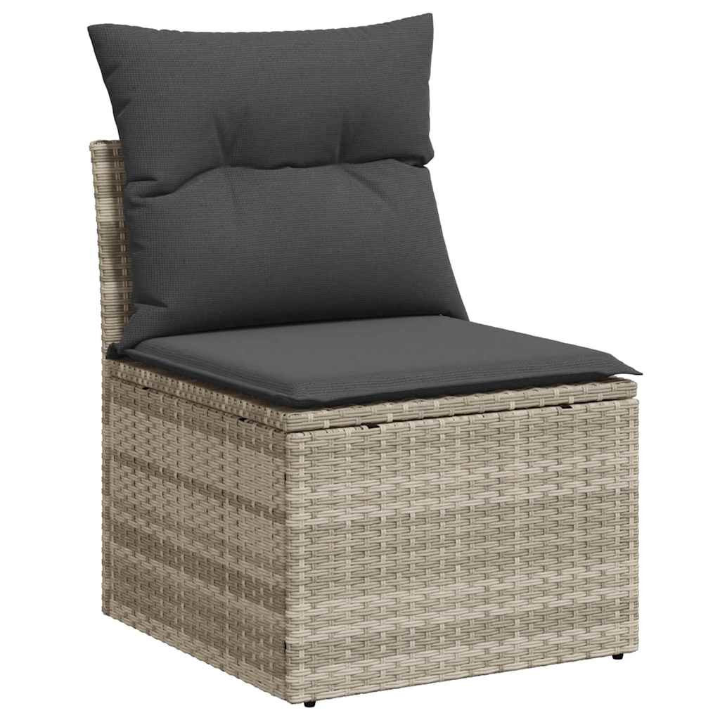 Kerti Kanapé Szett párnával 9 pcs Világosszürke Poly Rattan
