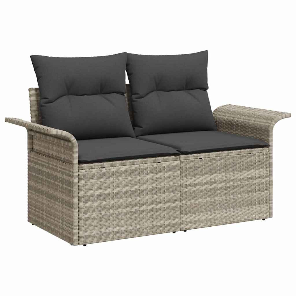 Kerti Kanapé Szett párnával 10 pcs Világosszürke Poly Rattan