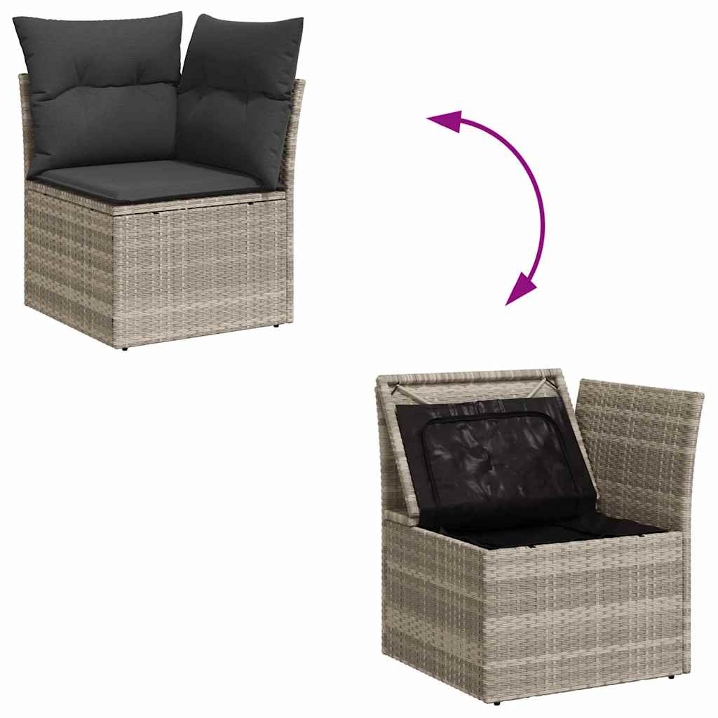Kerti Kanapé Szett párnával 10 pcs Világosszürke Poly Rattan
