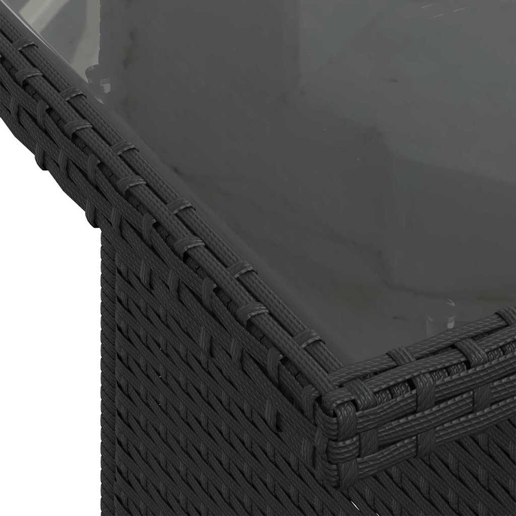 Kerti Kanapé Szett párnával párnával 9 pcs Fekete Poly Rattan