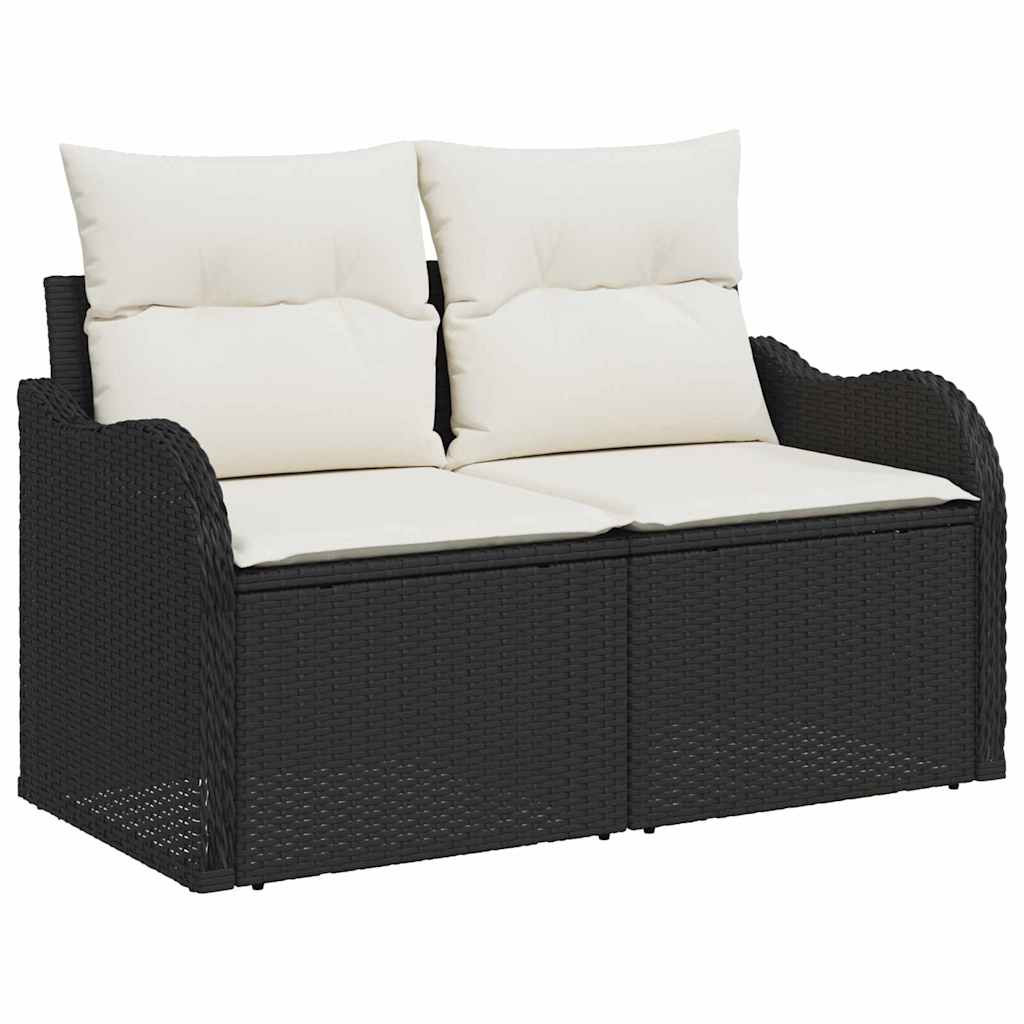 Kerti Kanapé Szett párnával 6 pcs Fekete Polyrattan