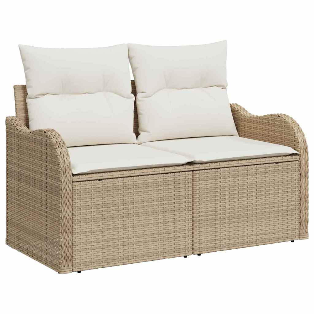 Kanapé Szett párnával tárolóval Beige és krém polirattan
