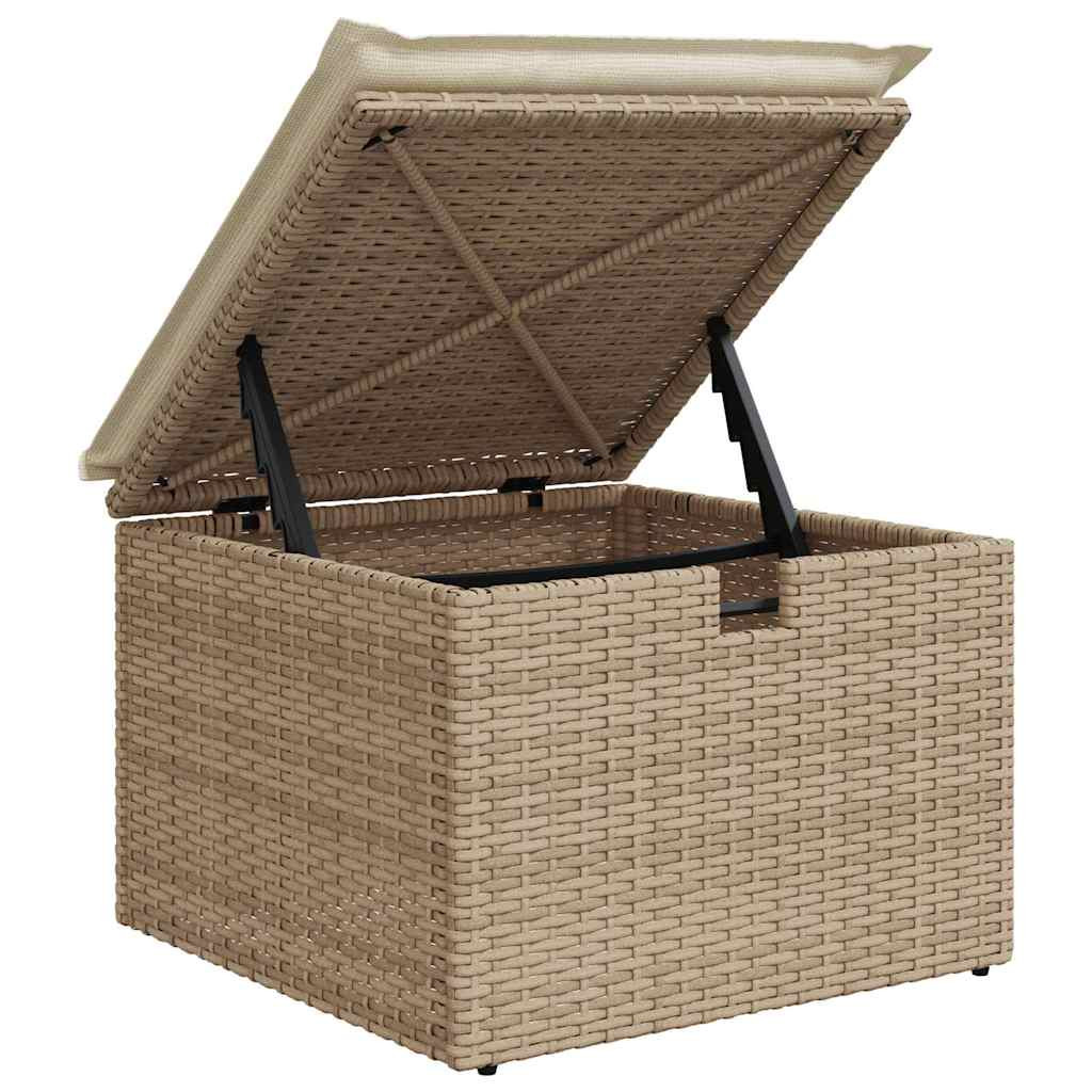 Kanapé Szett párnával tárolóval Beige és krém polirattan