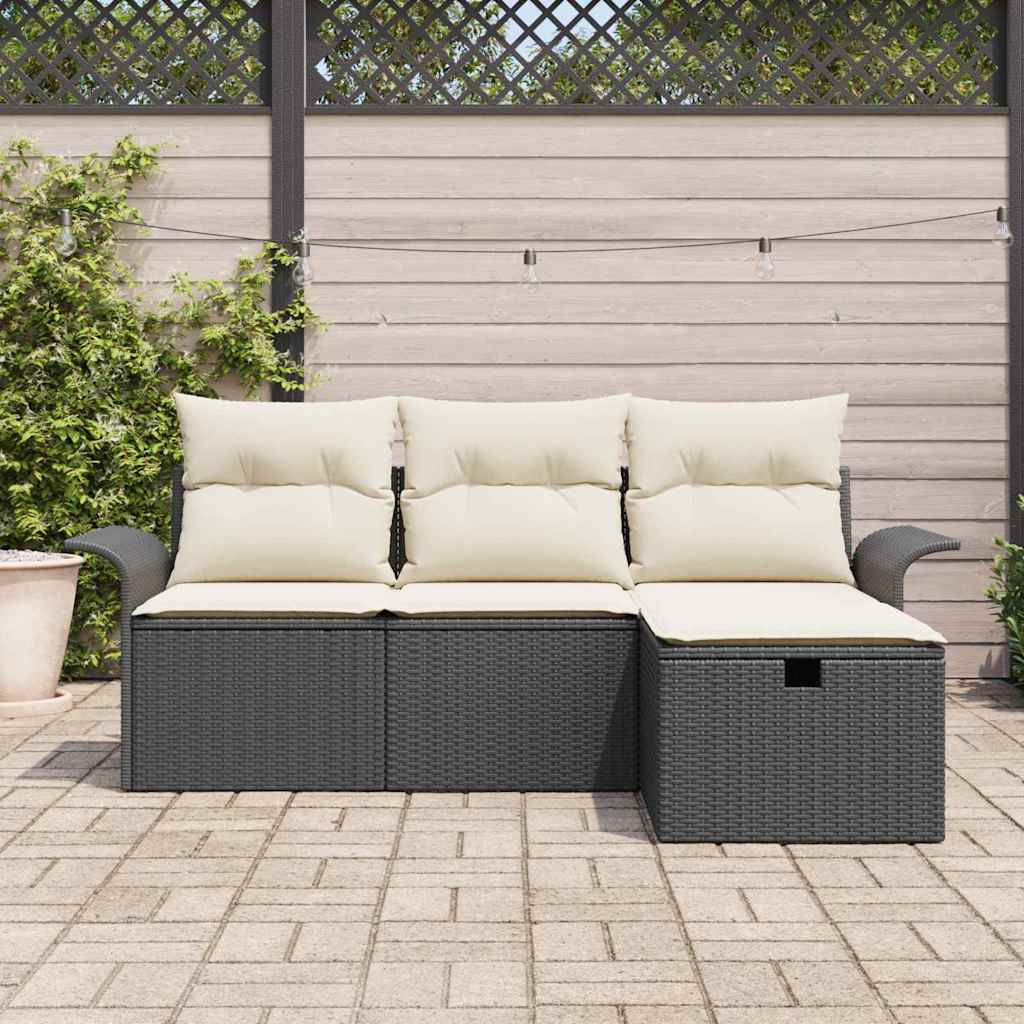 Kerti Kanapé Szett párnával tárolóval 4 pcs Poli rattan