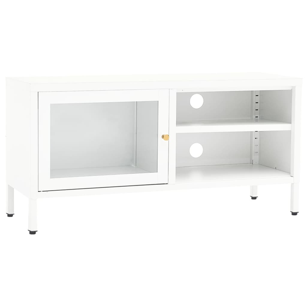 fehér acél és üveg TV-szekrény 90 x 30 x 44 cm