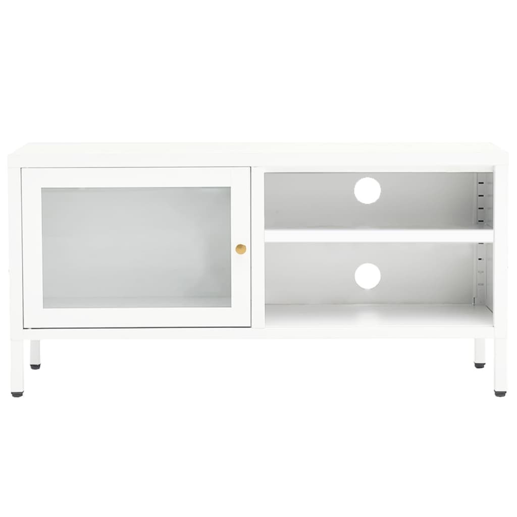 fehér acél és üveg TV-szekrény 90 x 30 x 44 cm