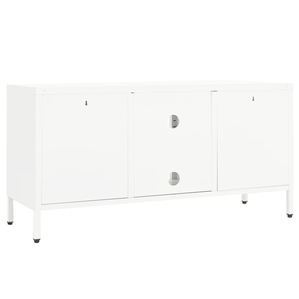 fehér acél és üveg TV-szekrény 105x35x52 cm