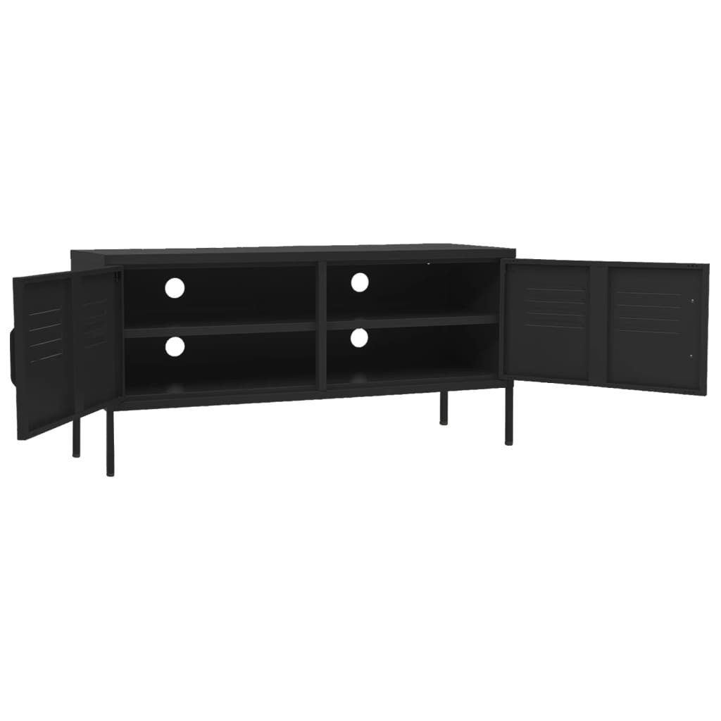 fekete acél TV-szekrény 105 x 35 x 50 cm