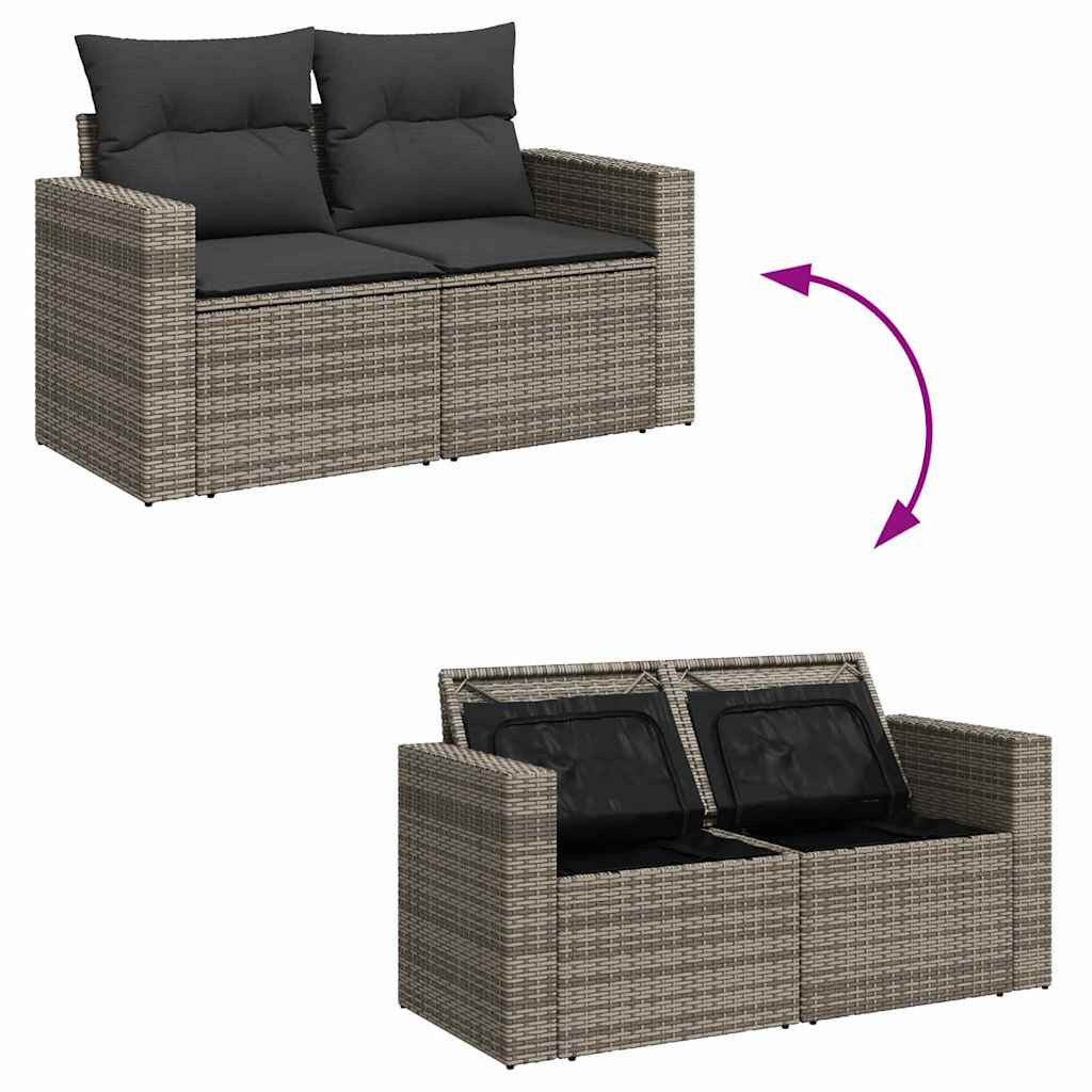 vidaXL Kerti Kanapé Szett párnával 17 pcs Szürke polirattan