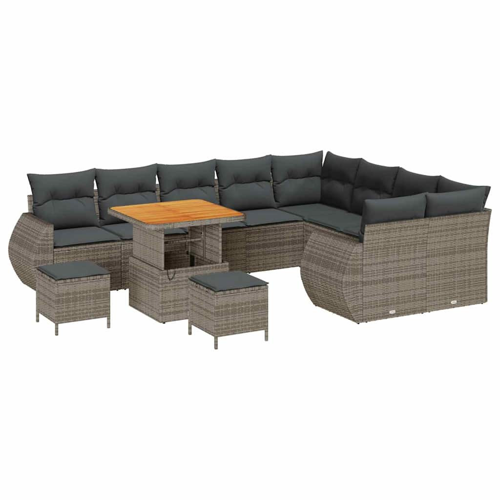 Kerti Kanapé Szett párnával tárolóval 12 pcs Szürke Poly Rattan