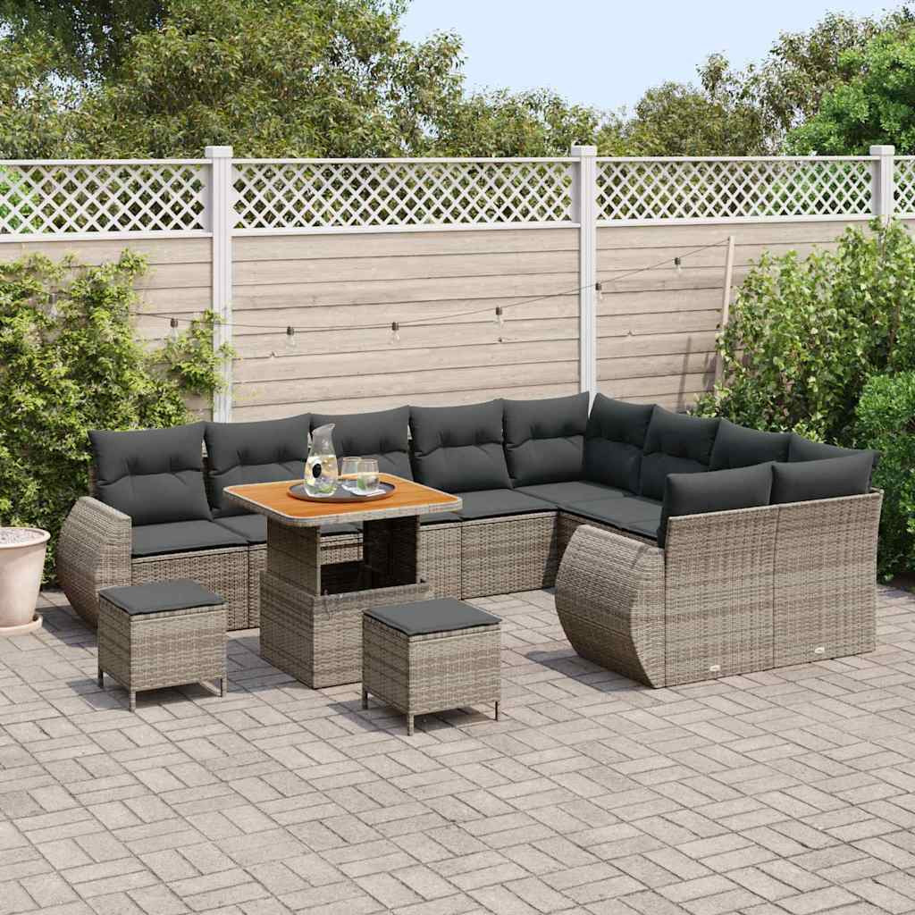 Kerti Kanapé Szett párnával tárolóval 12 pcs Szürke Poly Rattan