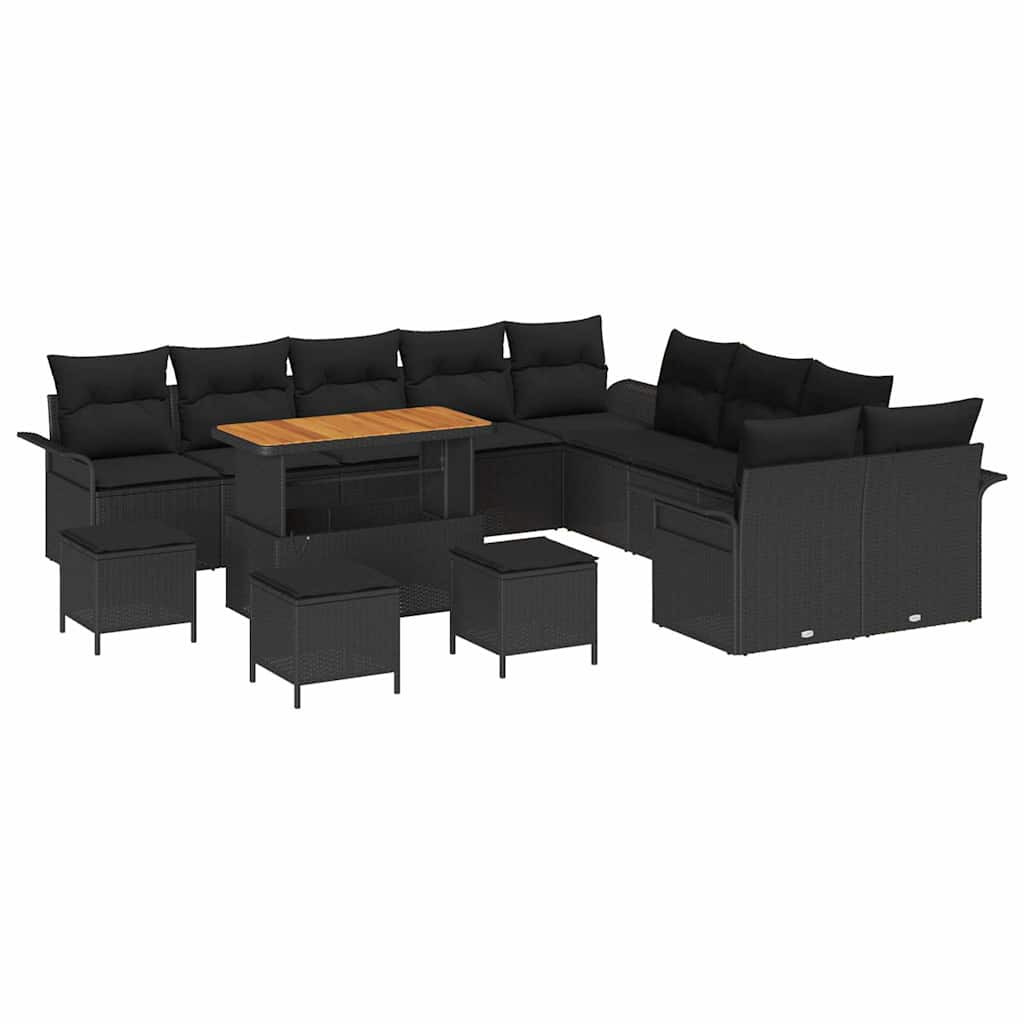Kerti Kanapé Szett párnával tárolóval párnával 14 pcs Fekete