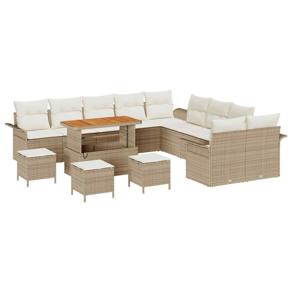Kerti Kanapé Szett párnával tárolóval 14 pcs Beige és krém