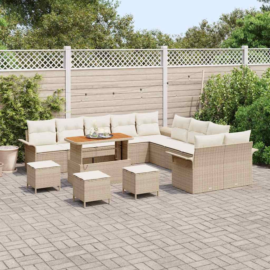 Kerti Kanapé Szett párnával tárolóval 14 pcs Beige és krém