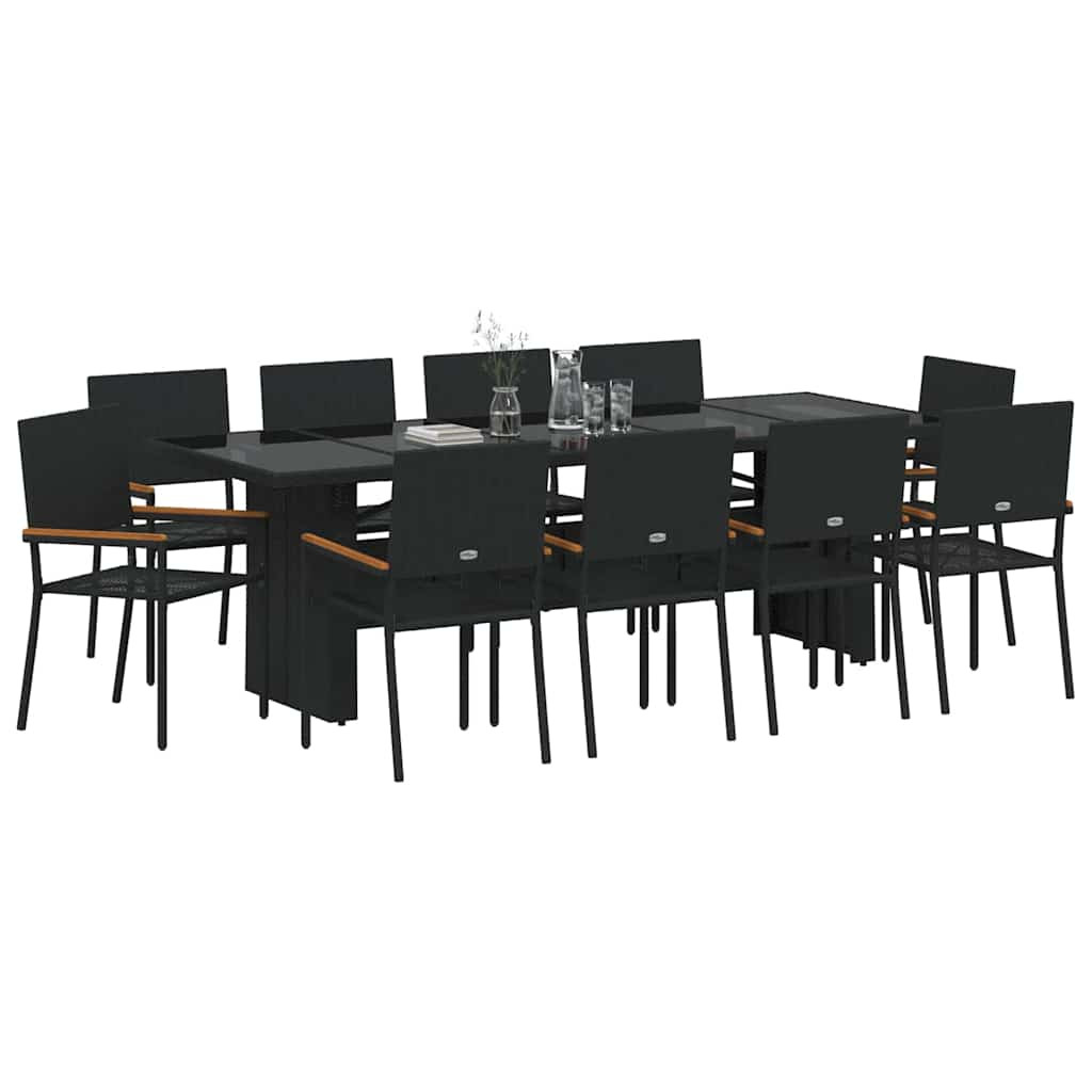 Kert étkező szett 11 pcs Fekete Poli rattan