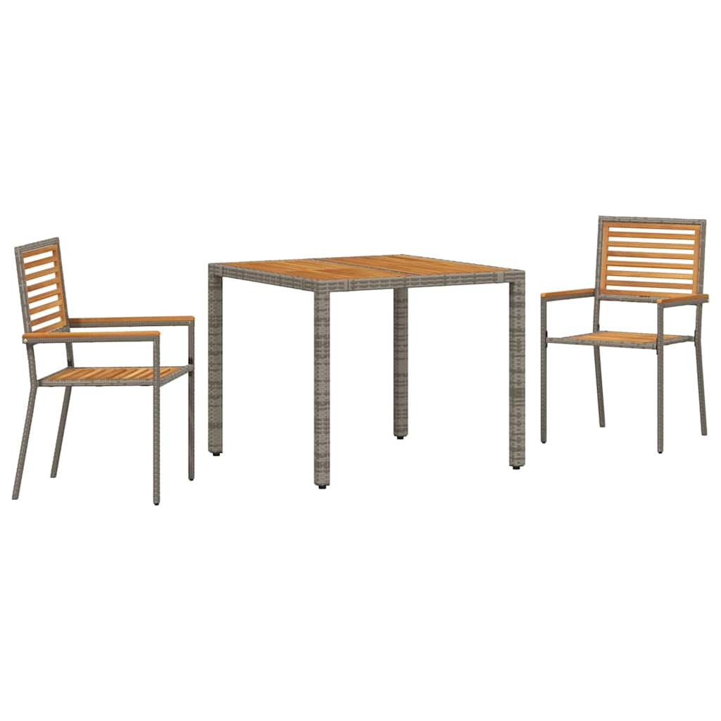 Kert étkező szett 3 pcs Szürke és Barna polirattan