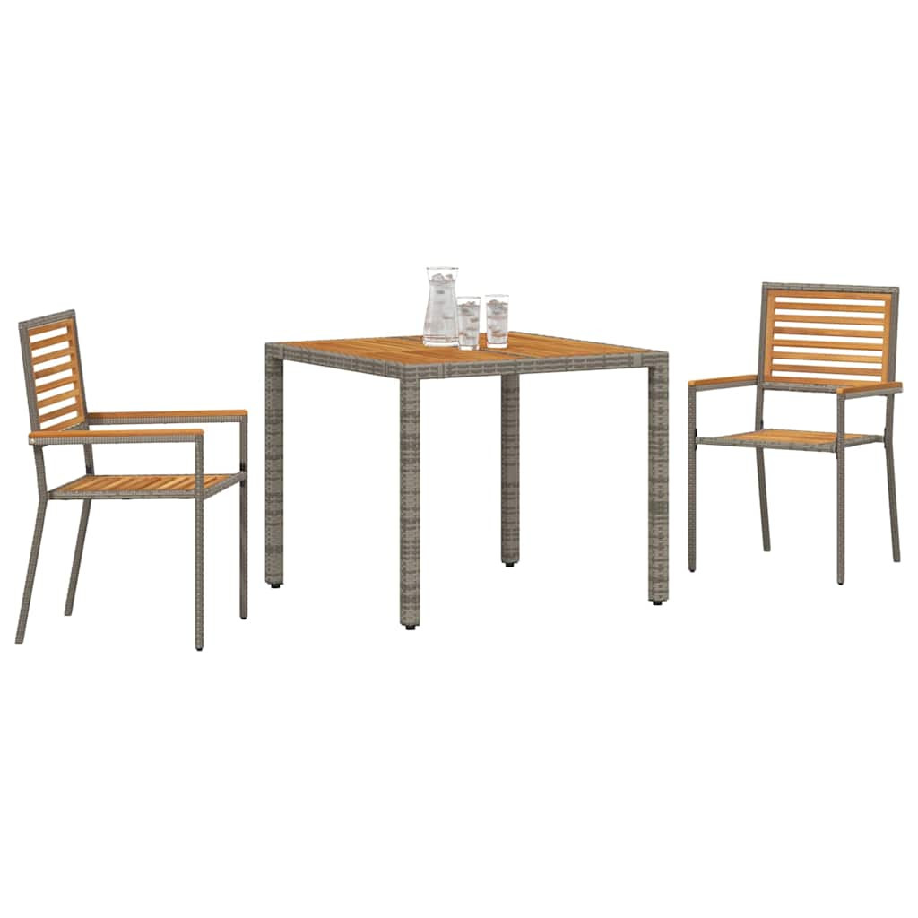 Kert étkező szett 3 pcs Szürke és Barna polirattan