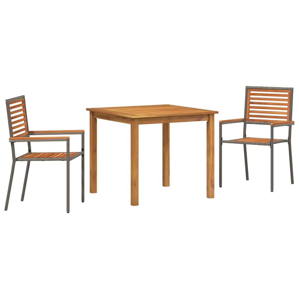 Kert étkező szett 3 pcs Szürke Tömör Akácfa
