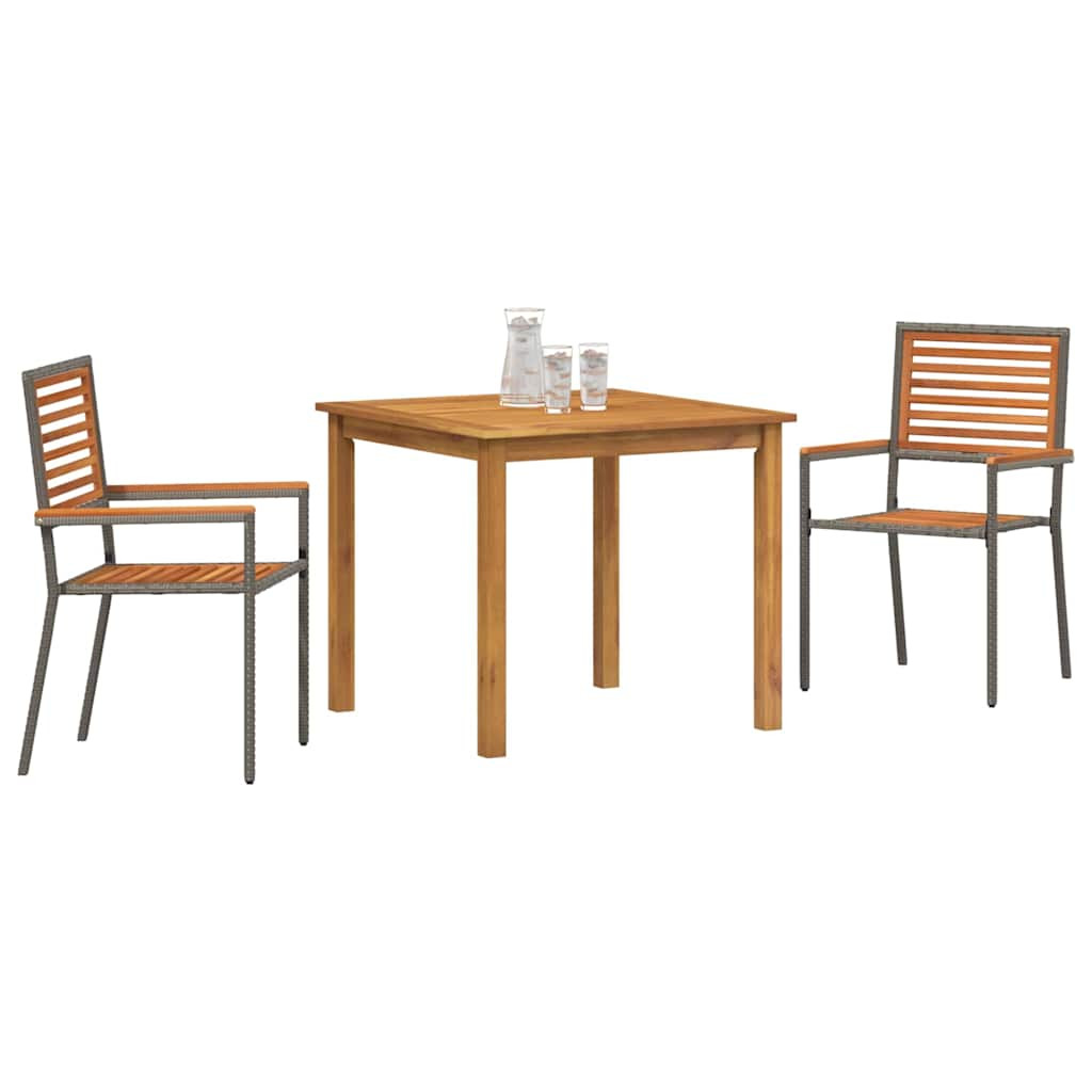 Kert étkező szett 3 pcs Szürke Tömör Akácfa