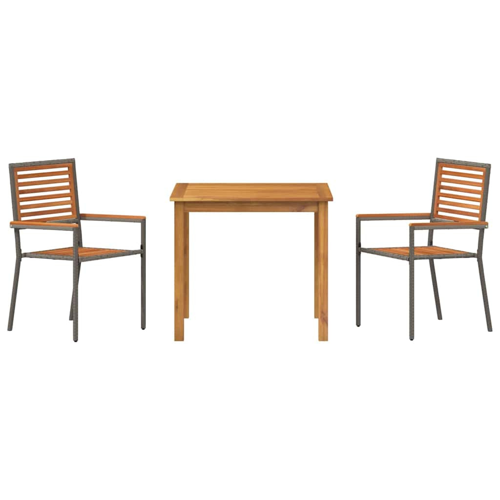 Kert étkező szett 3 pcs Szürke Tömör Akácfa