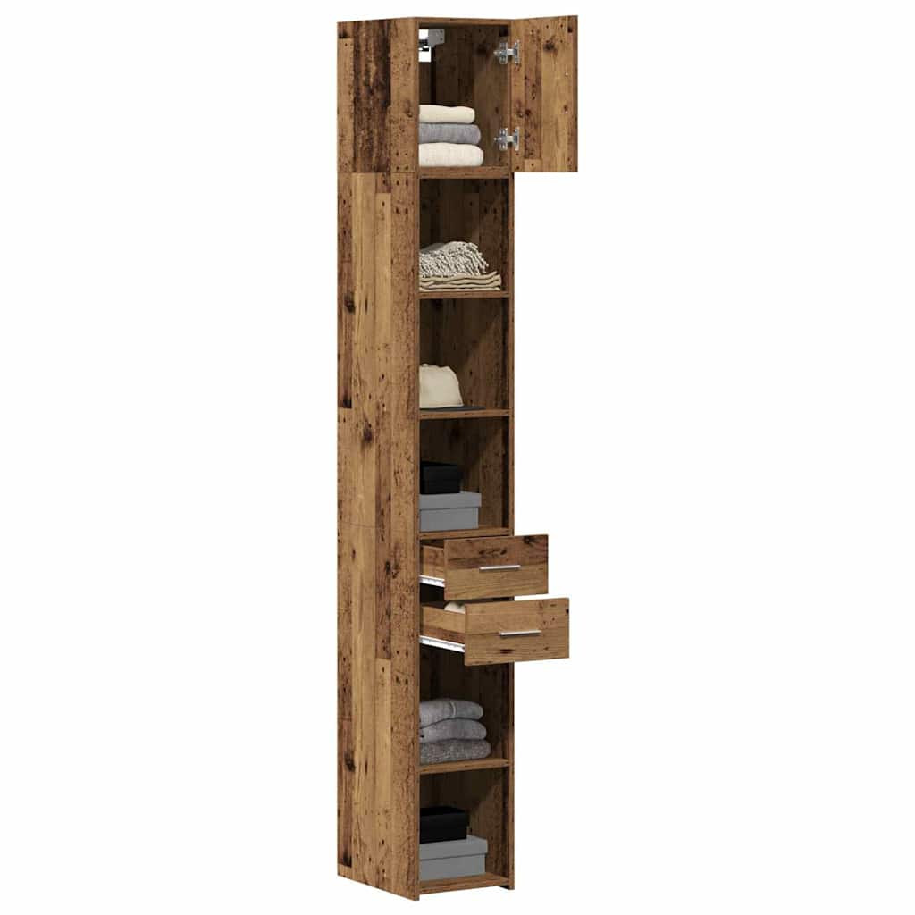 Tárolószekrény fiókkal 2 pcs Öreg fa 30 x 42,5 x 225 cm