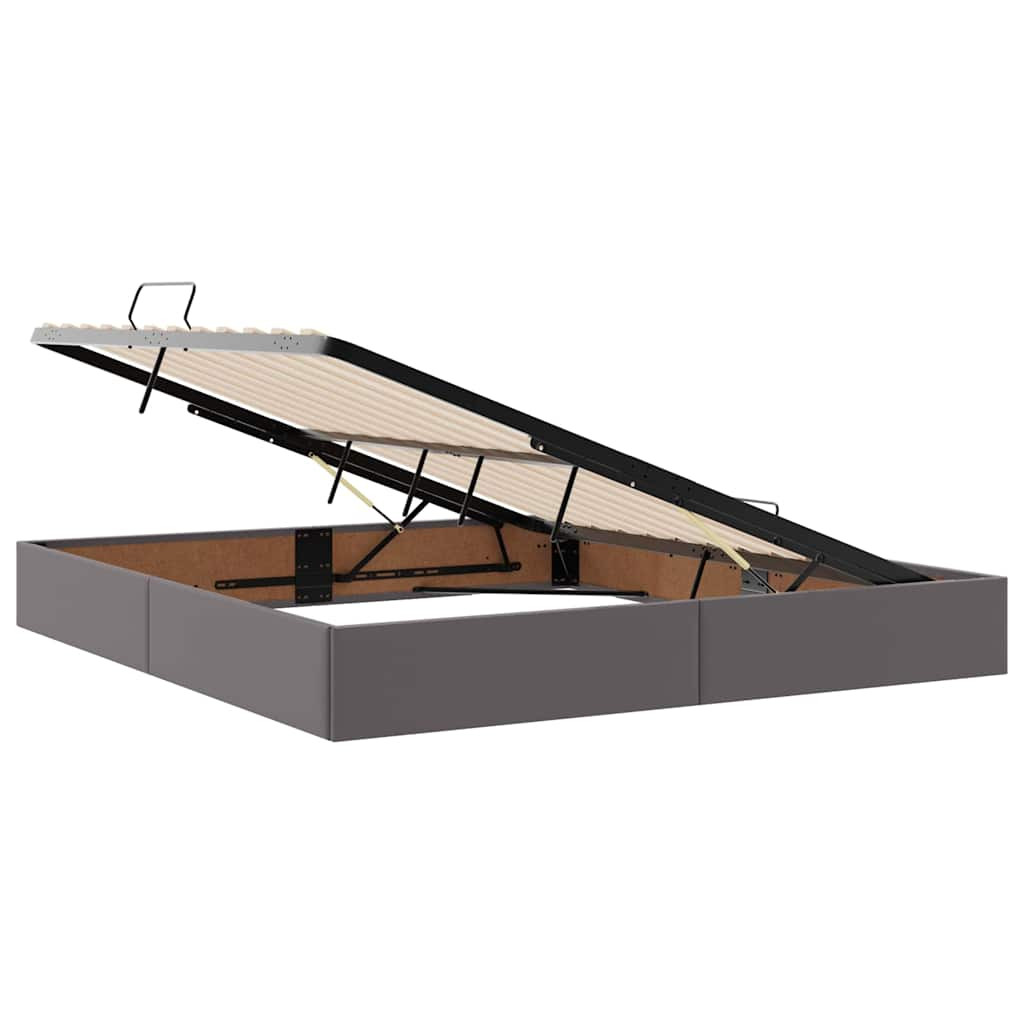 vidaXL Ágy tárolóval és LED lámpával leddel Szürke 160 x 200 cm Műbőr