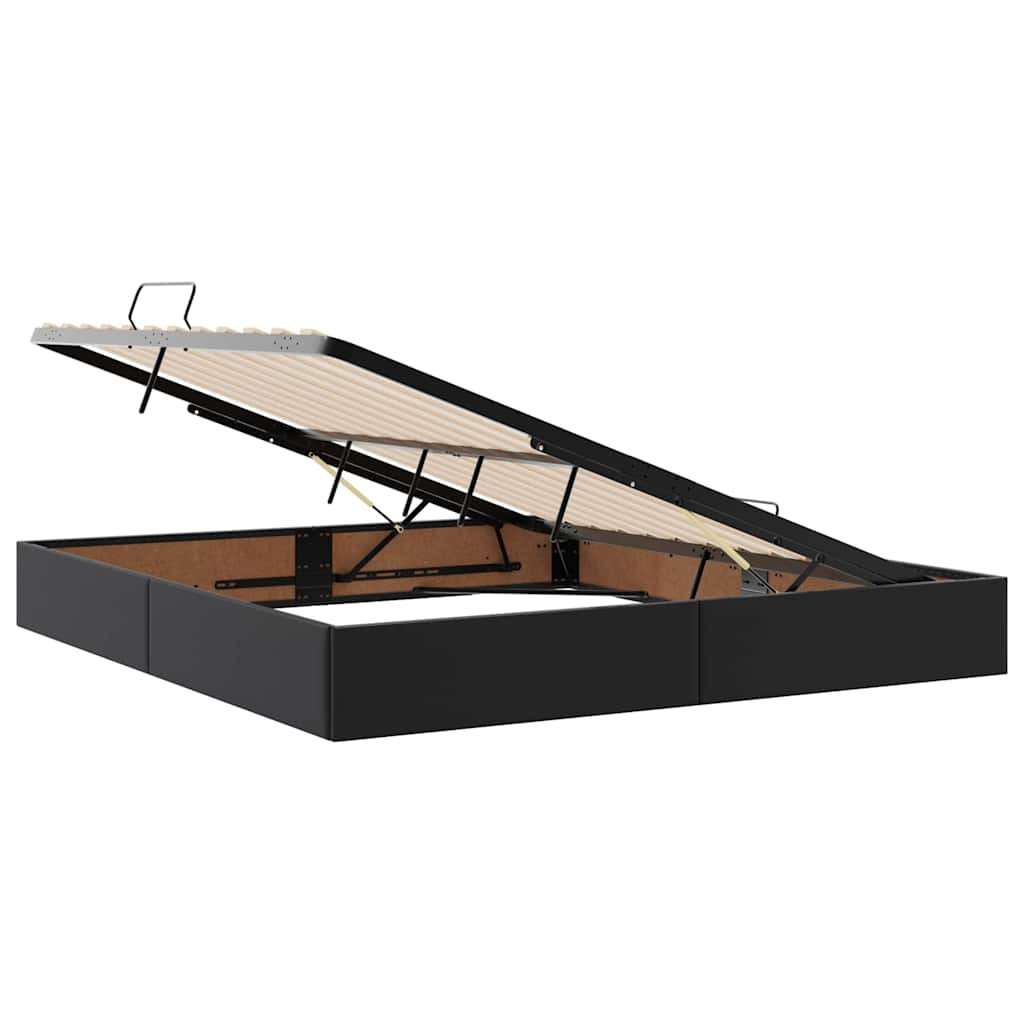 Ágy tárolóval és LED lámpával Fekete 180 x 200 cm Műbőr