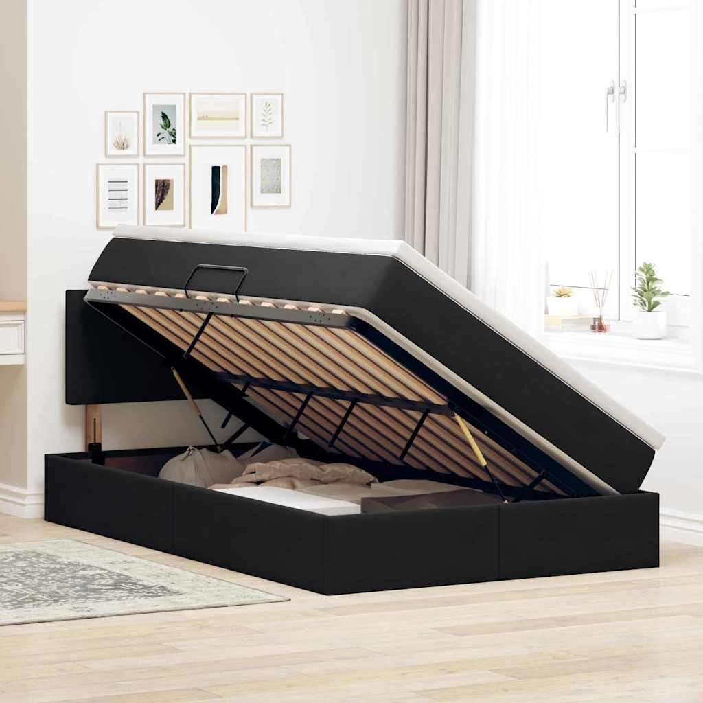 Ágy LED -es lámpákkal fejtámlával Fekete 120 x 200 cm Bársony