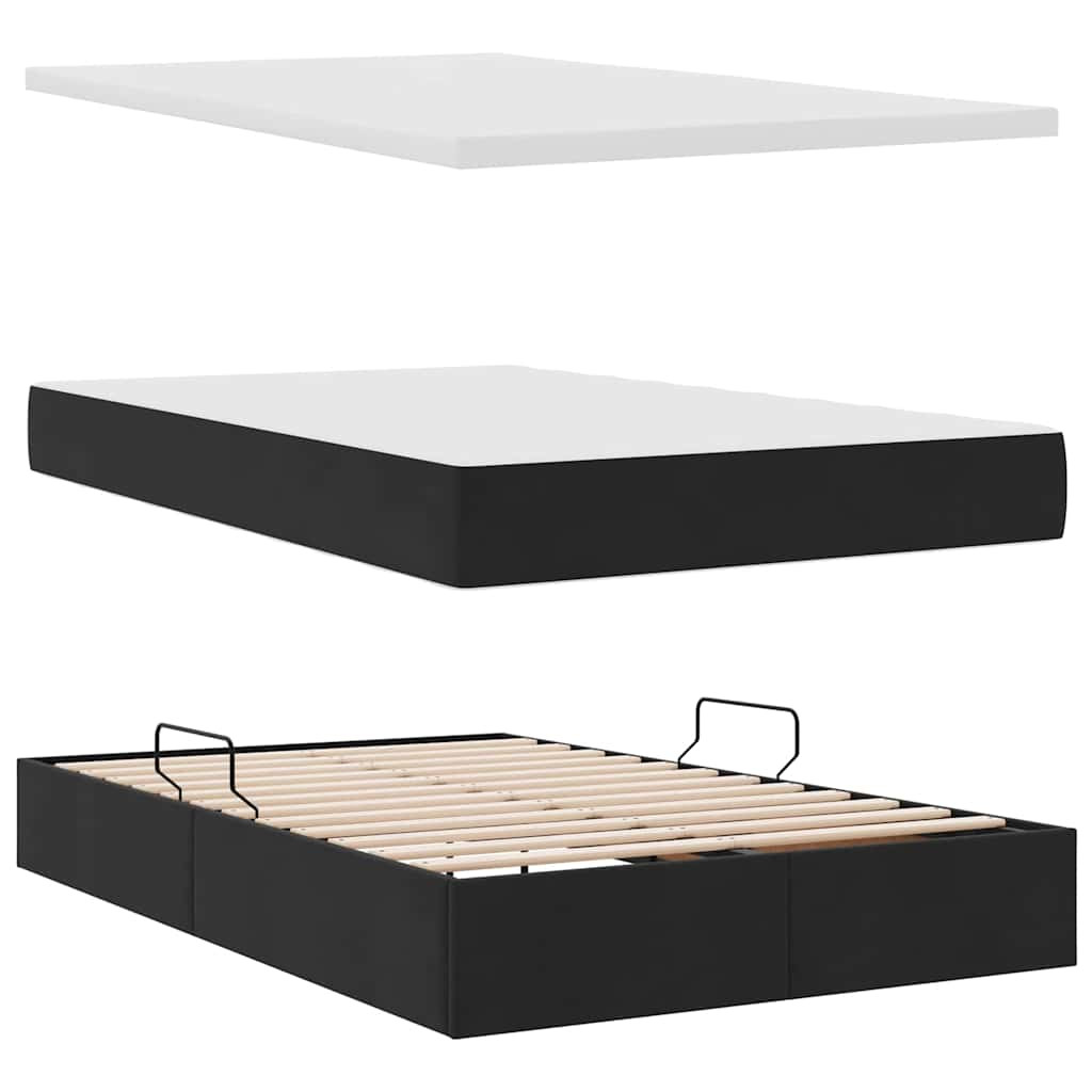 Ágy LED -es lámpákkal fejtámlával Fekete 120 x 200 cm Bársony