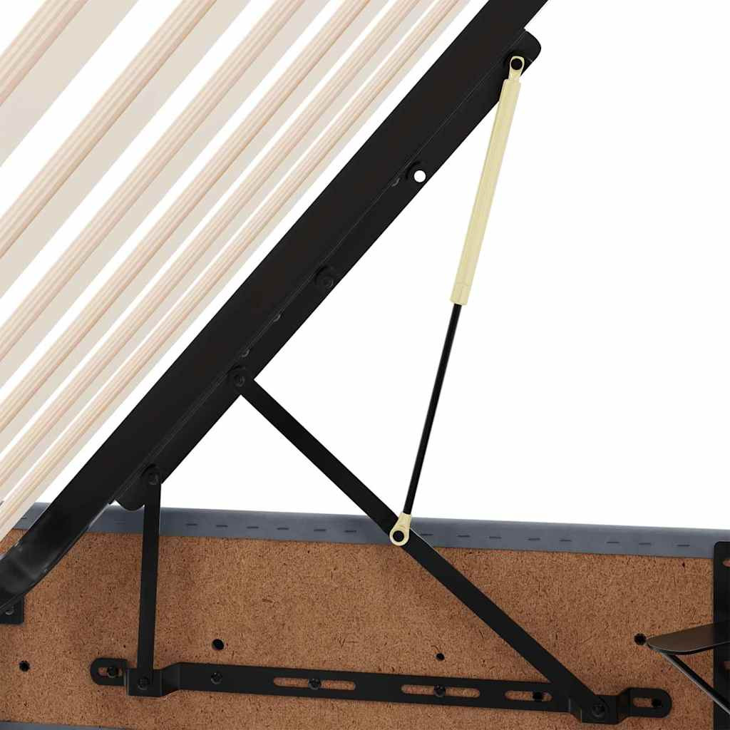 Ágy tárolóval és LED lámpával Sötétszürke 200 x 200 cm Bársony