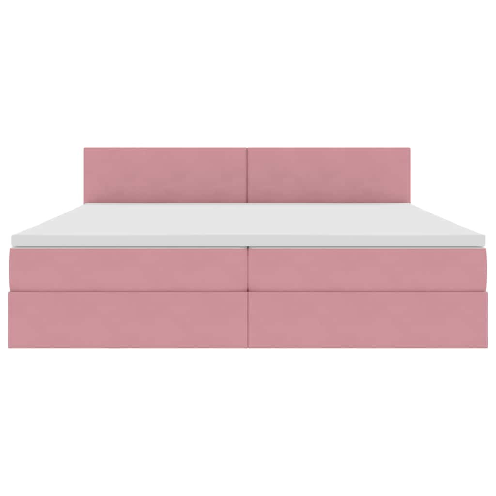 Ágy tárolóval és LED lámpával Rózsaszín 200 x 200 cm Bársony