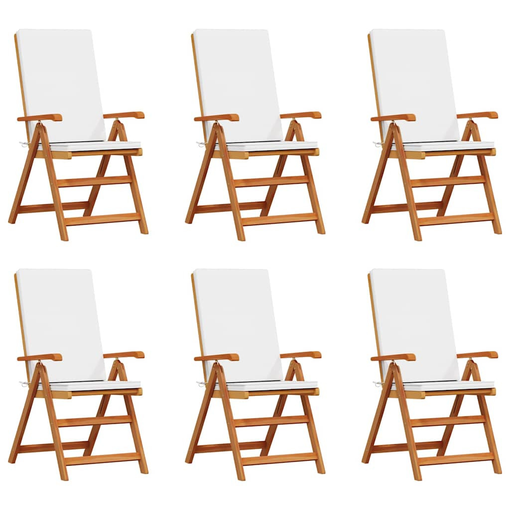 Kerti Szék 6 pcs Barna és fehér 57 x 71,5 x 104 cm Tömör Teakfa