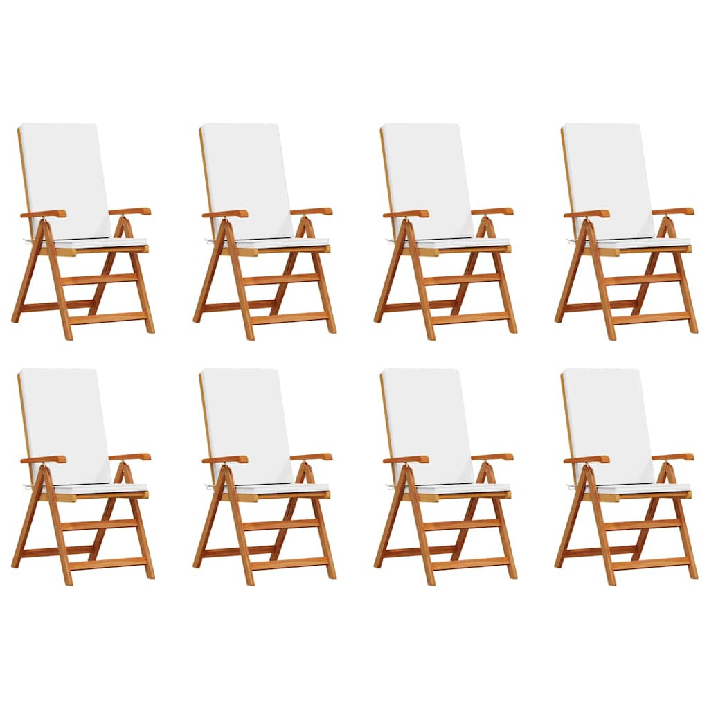 Kerti Szék 8 pcs Barna és fehér 57 x 71,5 x 104 cm Tömör Teakfa