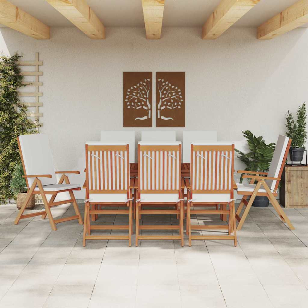 Kerti Szék 8 pcs Barna és fehér 57 x 71,5 x 104 cm Tömör Teakfa