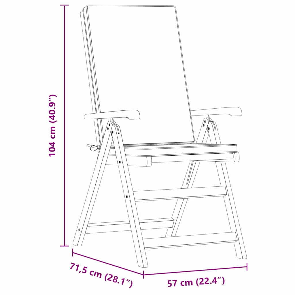 Kerti Szék 8 pcs Barna és fehér 57 x 71,5 x 104 cm Tömör Teakfa