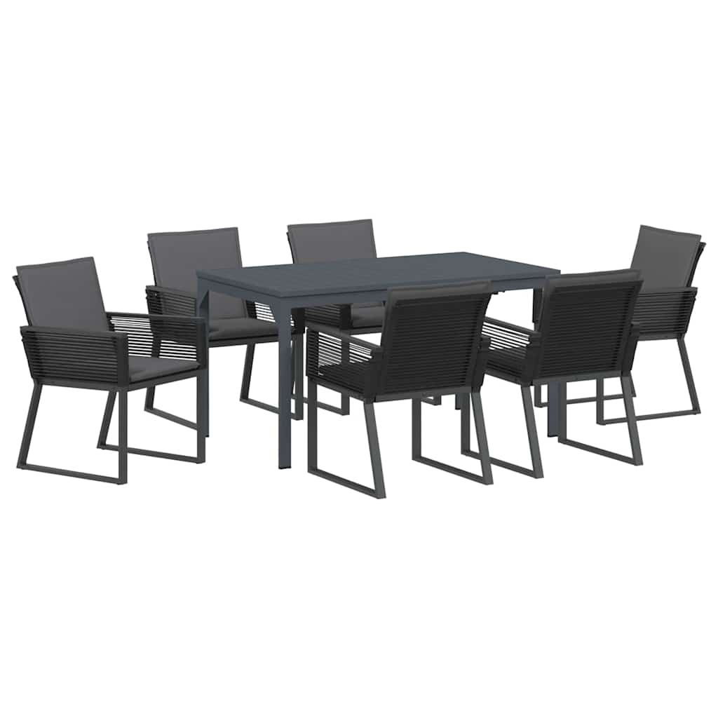 vidaXL Kert étkező szett 7 pcs Antracit polirattan