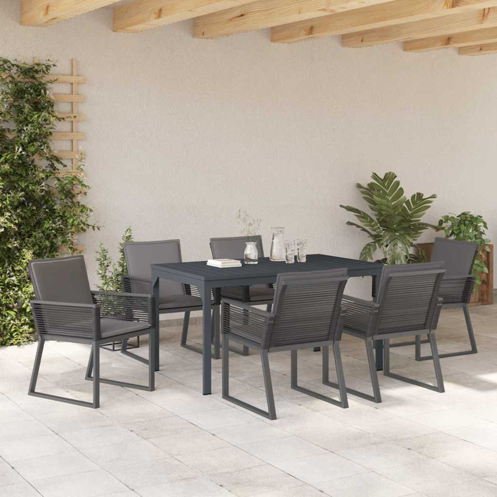 vidaXL Kert étkező szett 7 pcs Antracit polirattan