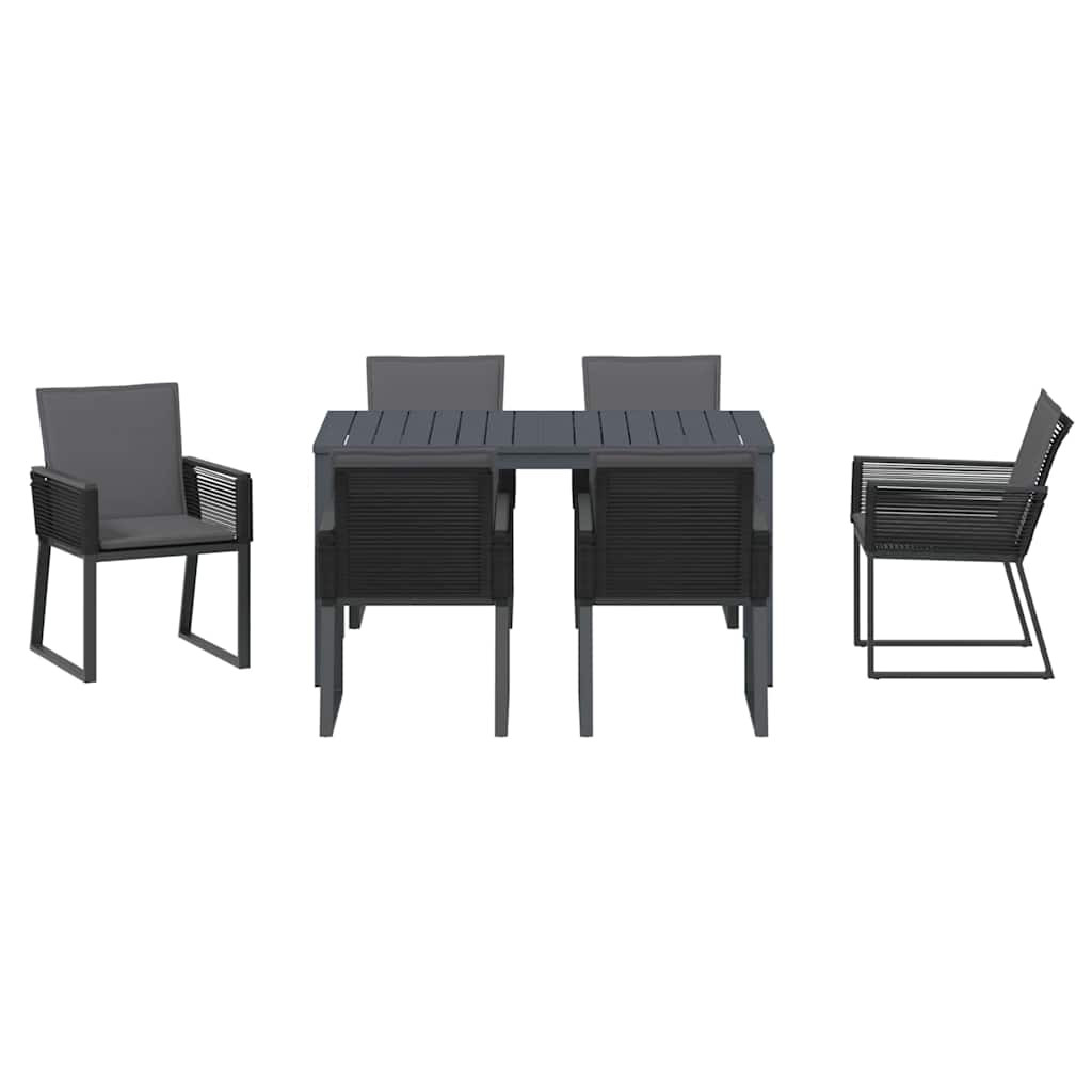 vidaXL Kert étkező szett 7 pcs Antracit polirattan