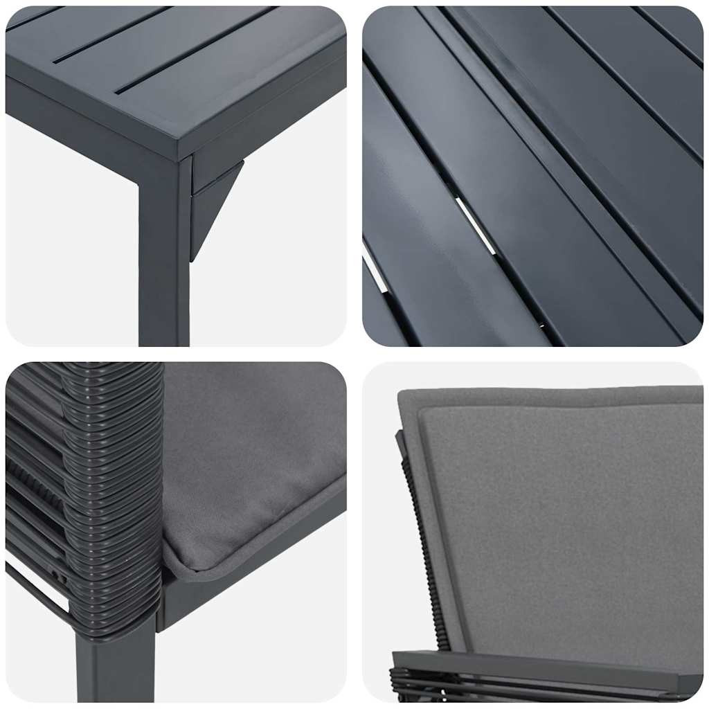vidaXL Kert étkező szett 7 pcs Antracit polirattan