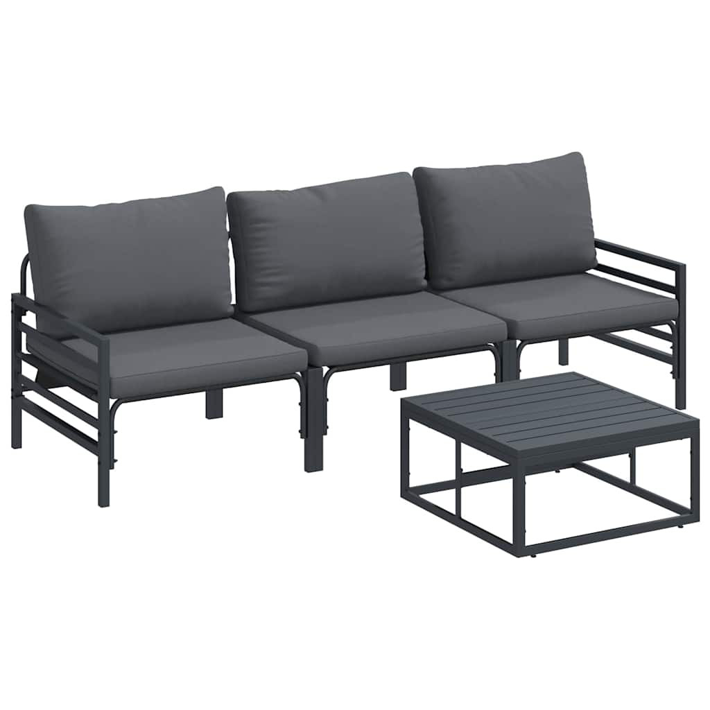 Kerti Kanapé Szett 4 pcs Antracitszürke Acél