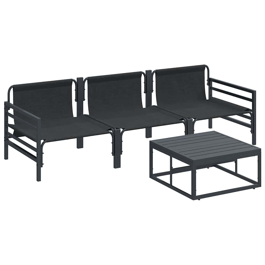 Kerti Kanapé Szett 4 pcs Antracitszürke Acél